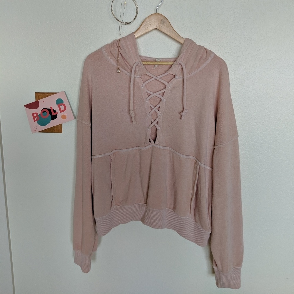 FP pink tie-neck sweater